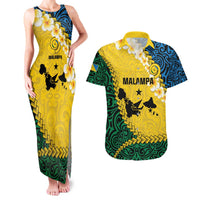 Malampa Province Couples Matching Tank Maxi Dress and Hawaiian Shirt Vanuatu Map - Plumeria Flag Color