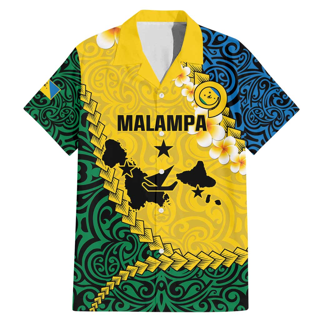 Malampa Province Family Matching Mermaid Dress and Hawaiian Shirt Vanuatu Map - Plumeria Flag Color LT14 Dad's Shirt - Short Sleeve Yellow - Polynesian Pride