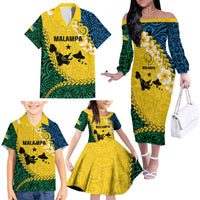 Malampa Province Family Matching Off The Shoulder Long Sleeve Dress and Hawaiian Shirt Vanuatu Map - Plumeria Flag Color LT14 - Polynesian Pride