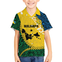 Malampa Province Family Matching Off Shoulder Short Dress and Hawaiian Shirt Vanuatu Map - Plumeria Flag Color LT14 Son's Shirt Yellow - Polynesian Pride
