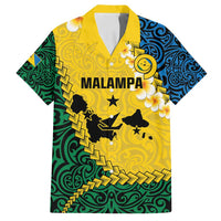 Malampa Province Family Matching Puletasi and Hawaiian Shirt Vanuatu Map - Plumeria Flag Color LT14 Dad's Shirt - Short Sleeve Yellow - Polynesian Pride