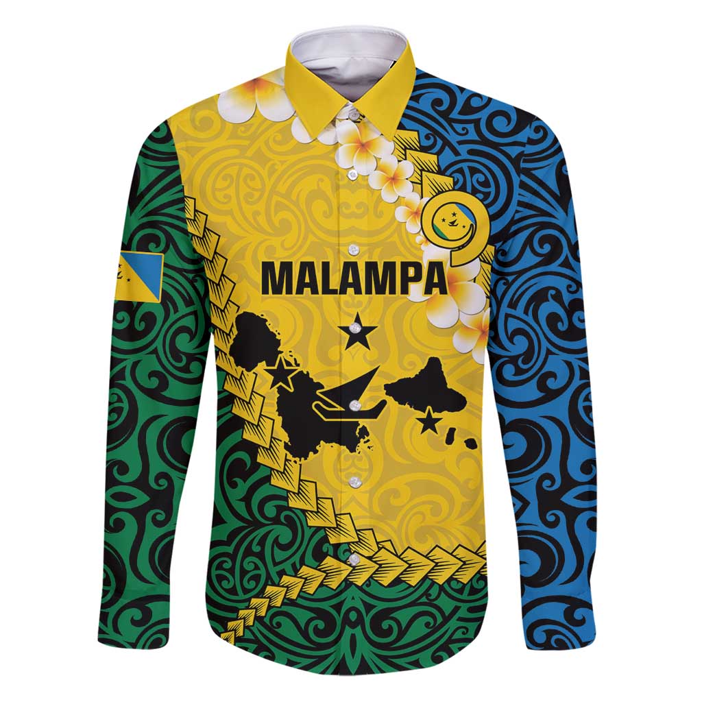 Malampa Province Family Matching Puletasi and Hawaiian Shirt Vanuatu Map - Plumeria Flag Color LT14 Dad's Shirt - Long Sleeve Yellow - Polynesian Pride