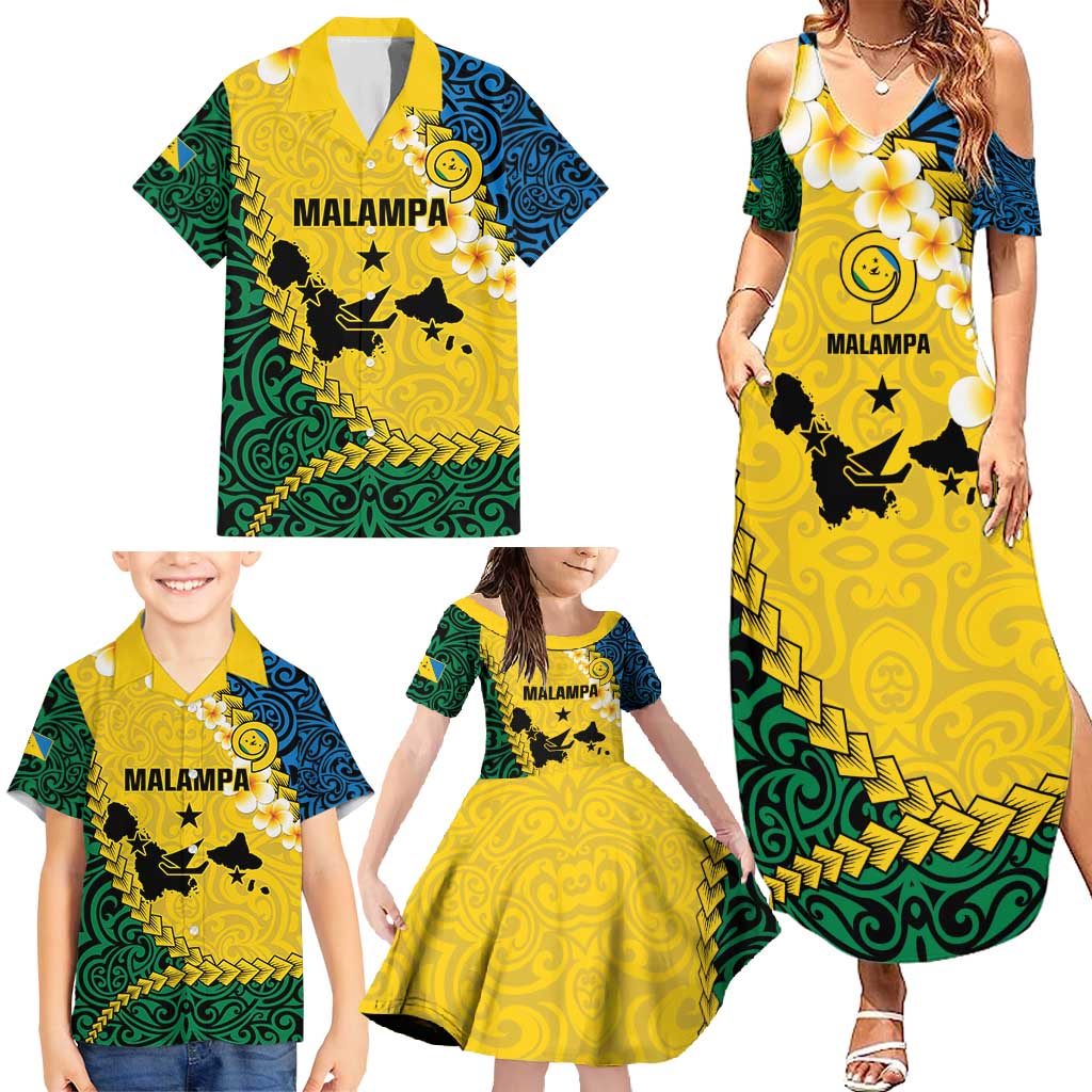 Malampa Province Family Matching Summer Maxi Dress and Hawaiian Shirt Vanuatu Map - Plumeria Flag Color LT14 - Polynesian Pride