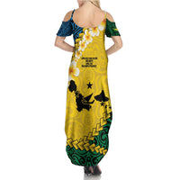 Malampa Province Family Matching Summer Maxi Dress and Hawaiian Shirt Vanuatu Map - Plumeria Flag Color LT14 - Polynesian Pride