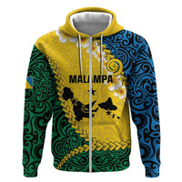 Malampa Province Hoodie Vanuatu Map - Plumeria Flag Color LT14 Zip Hoodie Yellow - Polynesian Pride