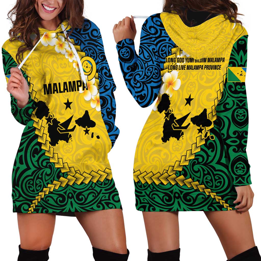 Malampa Province Hoodie Dress Vanuatu Map - Plumeria Flag Color
