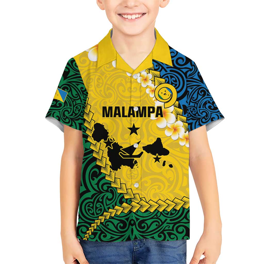 Malampa Province Kid Hawaiian Shirt Vanuatu Map - Plumeria Flag Color