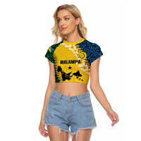 Malampa Province Raglan Cropped T Shirt Vanuatu Map - Plumeria Flag Color