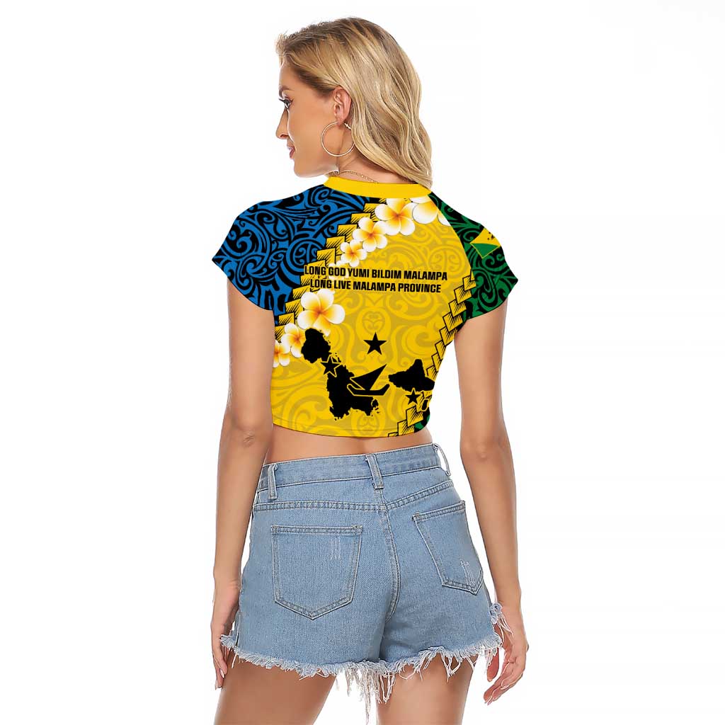Malampa Province Raglan Cropped T Shirt Vanuatu Map - Plumeria Flag Color