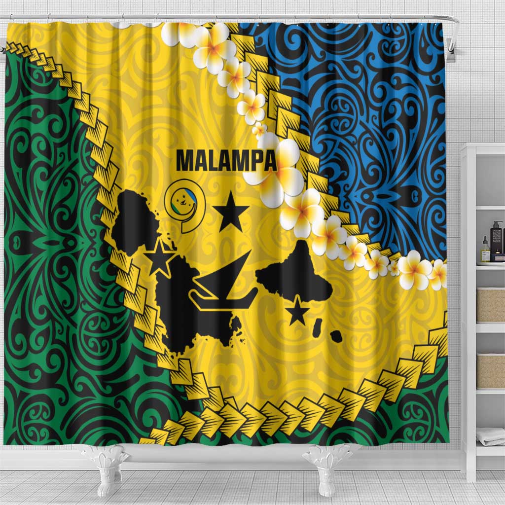 Malampa Province Shower Curtain Vanuatu Map - Plumeria Flag Color