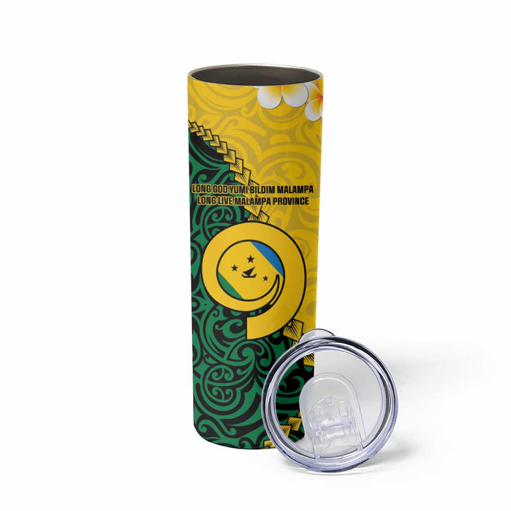 Malampa Province Skinny Tumbler Vanuatu Pattern Map With Plumeria Flag Color