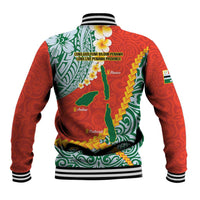 Penama Province Baseball Jacket Vanuatu Map - Plumeria Flag Color