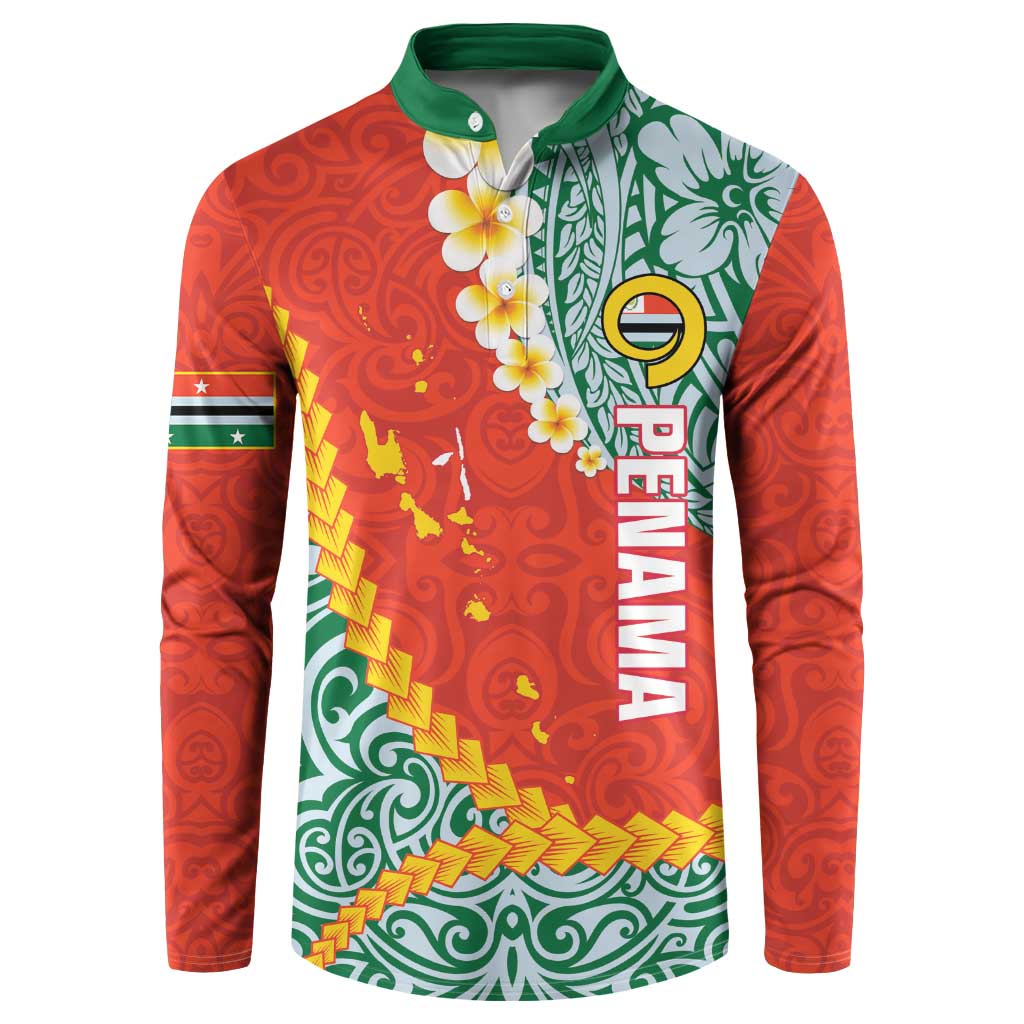 Penama Province Button Sweatshirt Vanuatu Map - Plumeria Flag Color