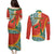 Penama Province Couples Matching Puletasi and Long Sleeve Button Shirt Vanuatu Map - Plumeria Flag Color