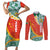 Penama Province Couples Matching Short Sleeve Bodycon Dress and Long Sleeve Button Shirt Vanuatu Map - Plumeria Flag Color
