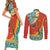 Penama Province Couples Matching Short Sleeve Bodycon Dress and Long Sleeve Button Shirt Vanuatu Map - Plumeria Flag Color