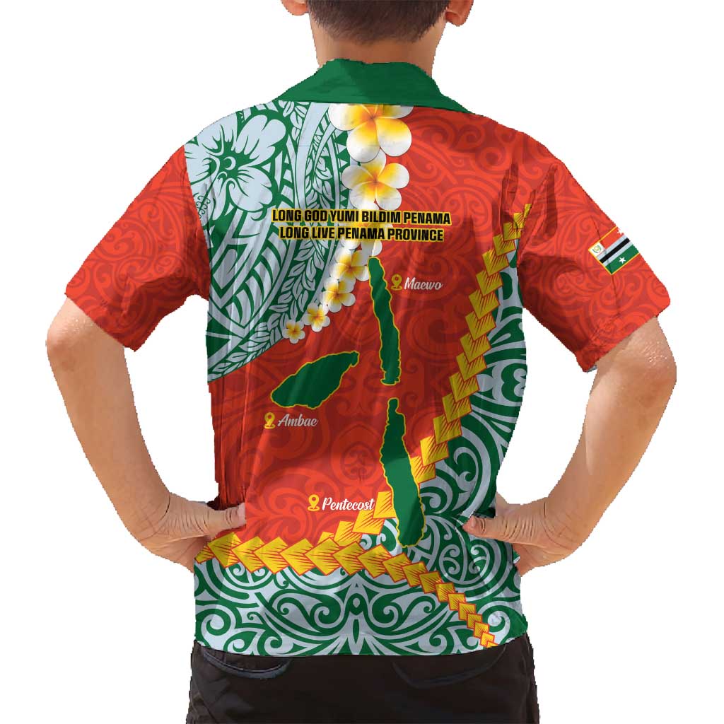 Penama Province Family Matching Puletasi and Hawaiian Shirt Vanuatu Map - Plumeria Flag Color LT14 - Polynesian Pride