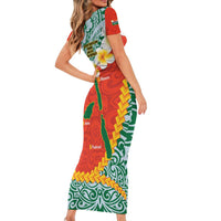 Penama Province Family Matching Short Sleeve Bodycon Dress and Hawaiian Shirt Vanuatu Map - Plumeria Flag Color LT14 - Polynesian Pride