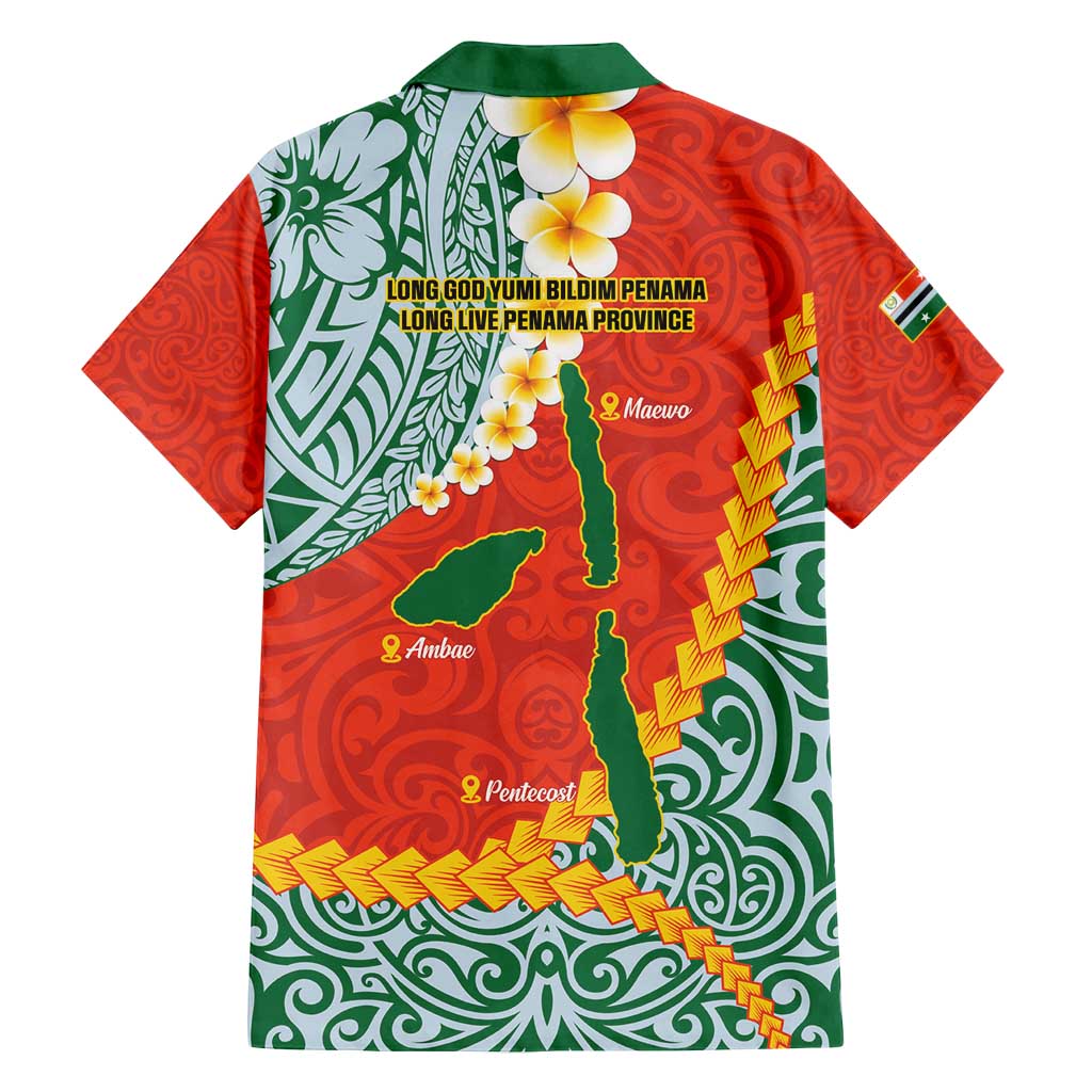 Penama Province Family Matching Summer Maxi Dress and Hawaiian Shirt Vanuatu Map - Plumeria Flag Color LT14 - Polynesian Pride