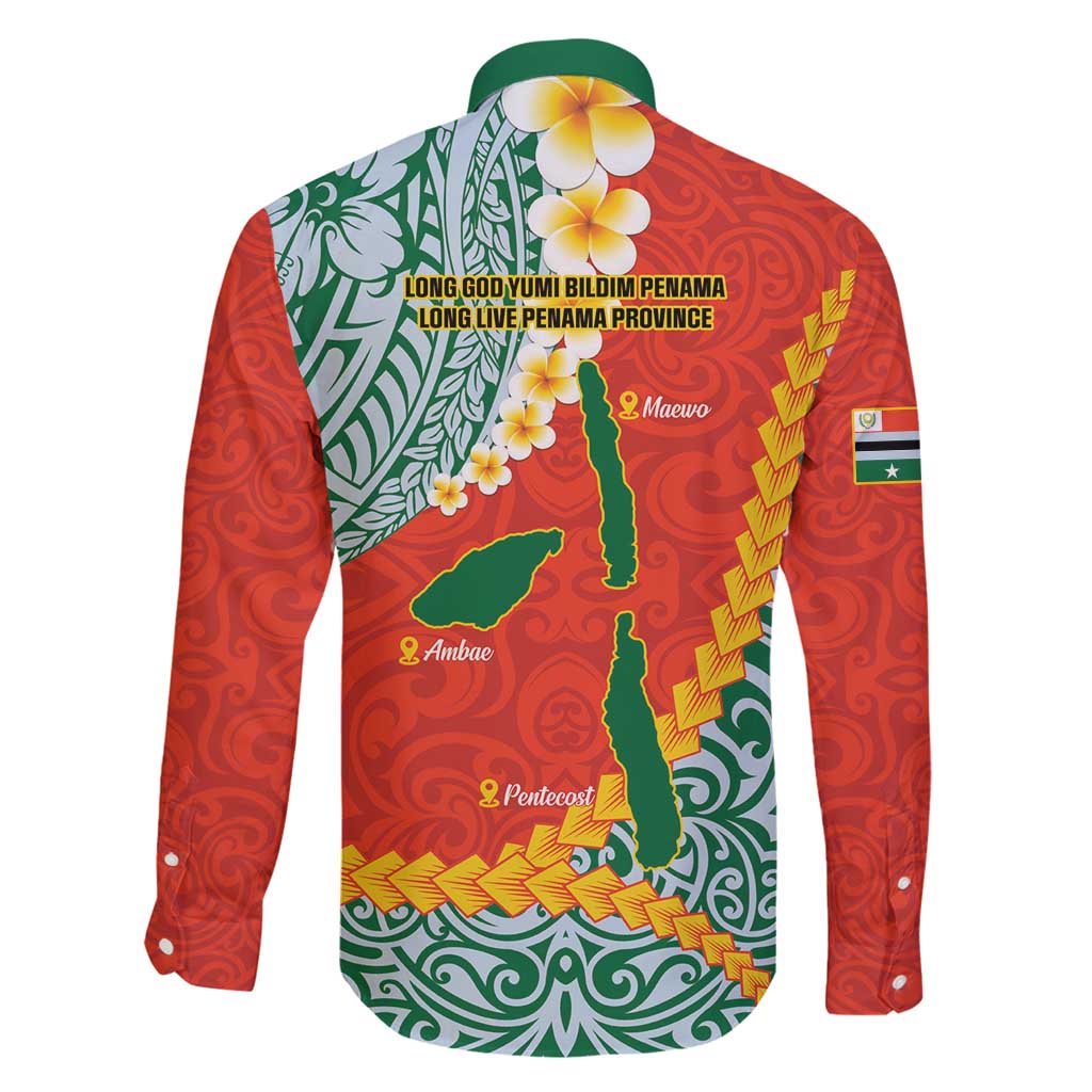 Penama Province Family Matching Summer Maxi Dress and Hawaiian Shirt Vanuatu Map - Plumeria Flag Color LT14 - Polynesian Pride