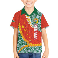Penama Province Family Matching Summer Maxi Dress and Hawaiian Shirt Vanuatu Map - Plumeria Flag Color LT14 Son's Shirt Red - Polynesian Pride