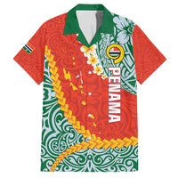 Penama Province Family Matching Tank Maxi Dress and Hawaiian Shirt Vanuatu Map - Plumeria Flag Color LT14 Dad's Shirt - Short Sleeve Red - Polynesian Pride