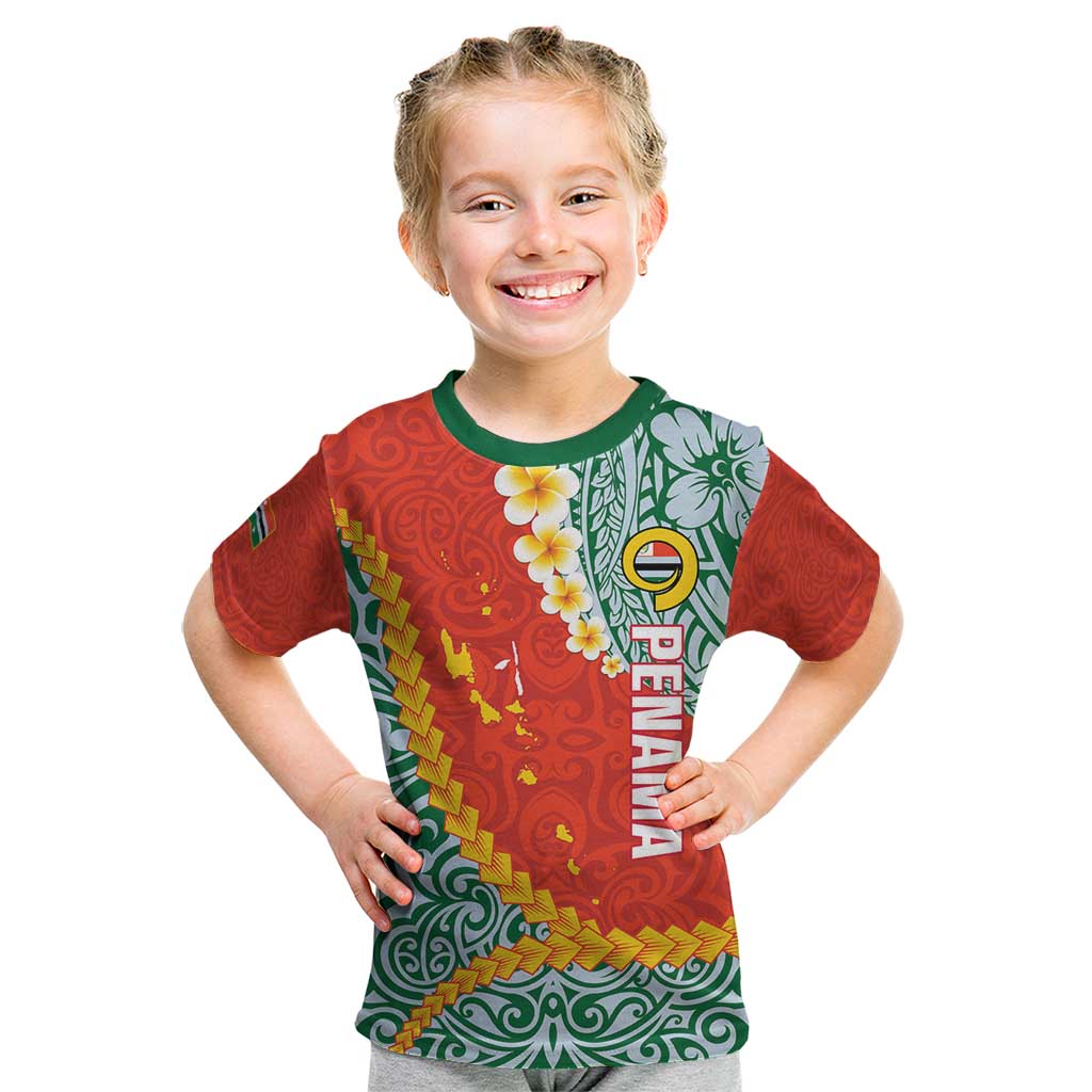 Penama Province Kid T Shirt Vanuatu Map - Plumeria Flag Color