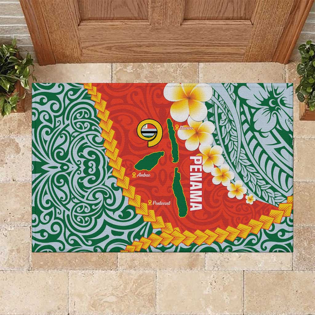 Penama Province Rubber Doormat Vanuatu Map - Plumeria Flag Color
