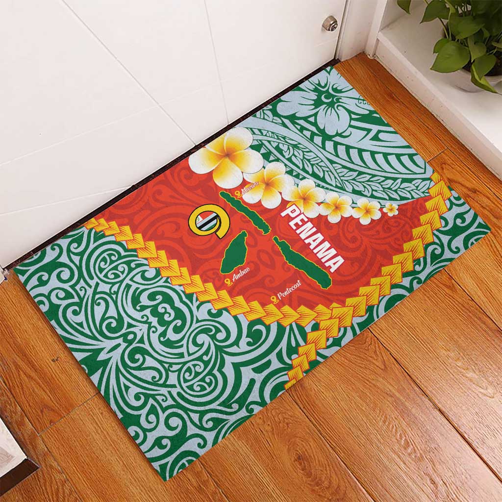 Penama Province Rubber Doormat Vanuatu Map - Plumeria Flag Color