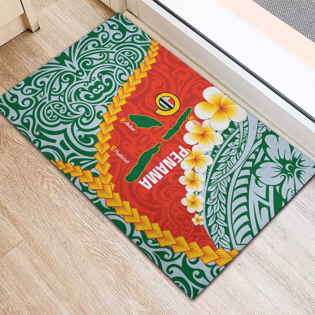 Penama Province Rubber Doormat Vanuatu Map - Plumeria Flag Color