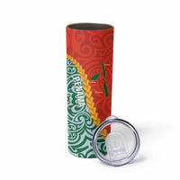Penama Province Skinny Tumbler Vanuatu Pattern Map With Plumeria Flag Color