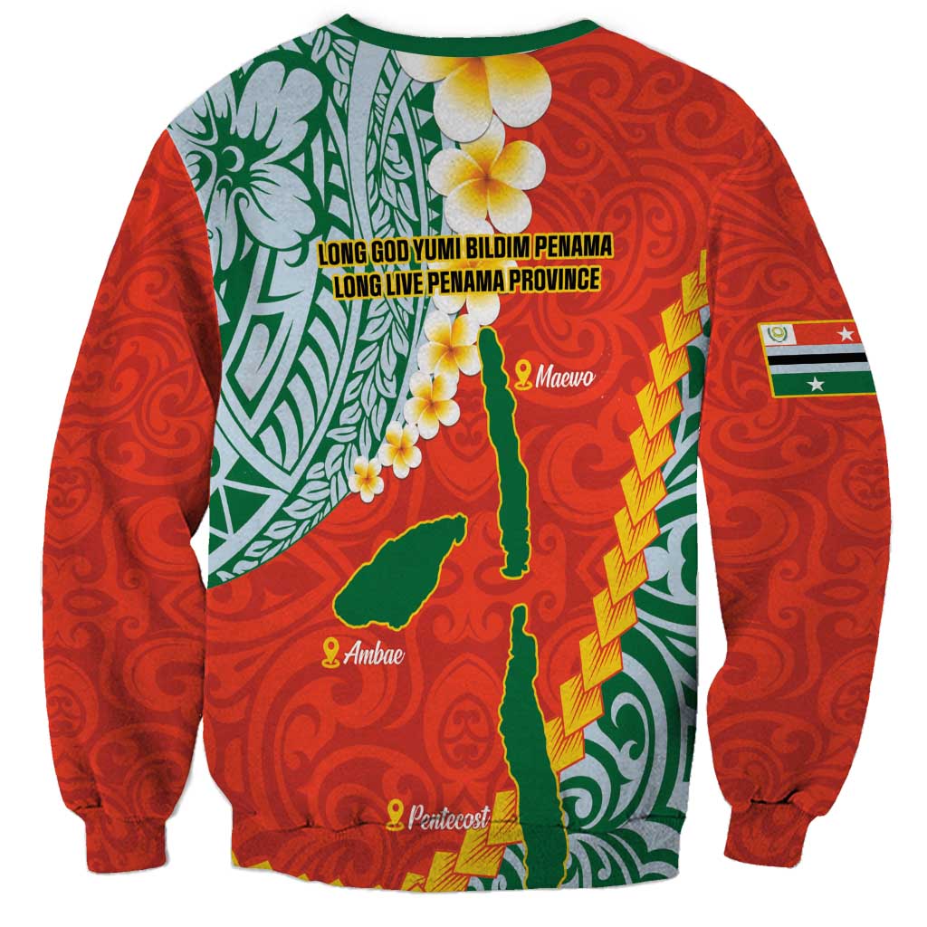 Penama Province Sweatshirt Vanuatu Map - Plumeria Flag Color