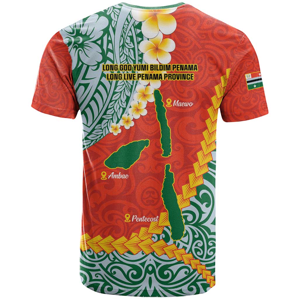 Penama Province T Shirt Vanuatu Map - Plumeria Flag Color