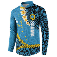 Sanma Province Button Sweatshirt Vanuatu Pattern Myna Bird - Plumeria Flag Color