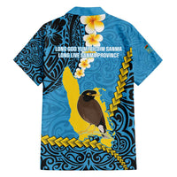 Sanma Province Family Matching Off Shoulder Short Dress and Hawaiian Shirt Vanuatu Pattern Myna Bird - Plumeria Flag Color LT14 - Polynesian Pride