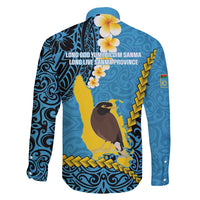 Sanma Province Family Matching Off Shoulder Short Dress and Hawaiian Shirt Vanuatu Pattern Myna Bird - Plumeria Flag Color LT14 - Polynesian Pride