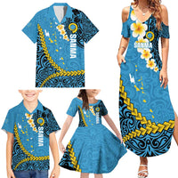 Sanma Province Family Matching Summer Maxi Dress and Hawaiian Shirt Vanuatu Pattern Myna Bird - Plumeria Flag Color