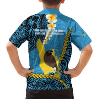 Sanma Province Family Matching Tank Maxi Dress and Hawaiian Shirt Vanuatu Pattern Myna Bird - Plumeria Flag Color LT14 - Polynesian Pride