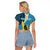 Sanma Province Raglan Cropped T Shirt Vanuatu Pattern Myna Bird - Plumeria Flag Color