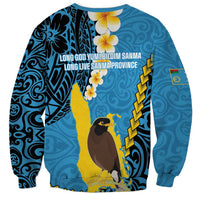 Sanma Province Sweatshirt Vanuatu Pattern Myna Bird - Plumeria Flag Color