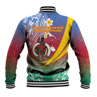 Shefa Province Baseball Jacket Vanuatu Pattern Map - Plumeria Flag Color