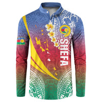 Shefa Province Button Sweatshirt Vanuatu Pattern Map - Plumeria Flag Color