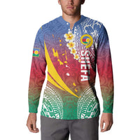 Shefa Province Button Sweatshirt Vanuatu Pattern Map - Plumeria Flag Color