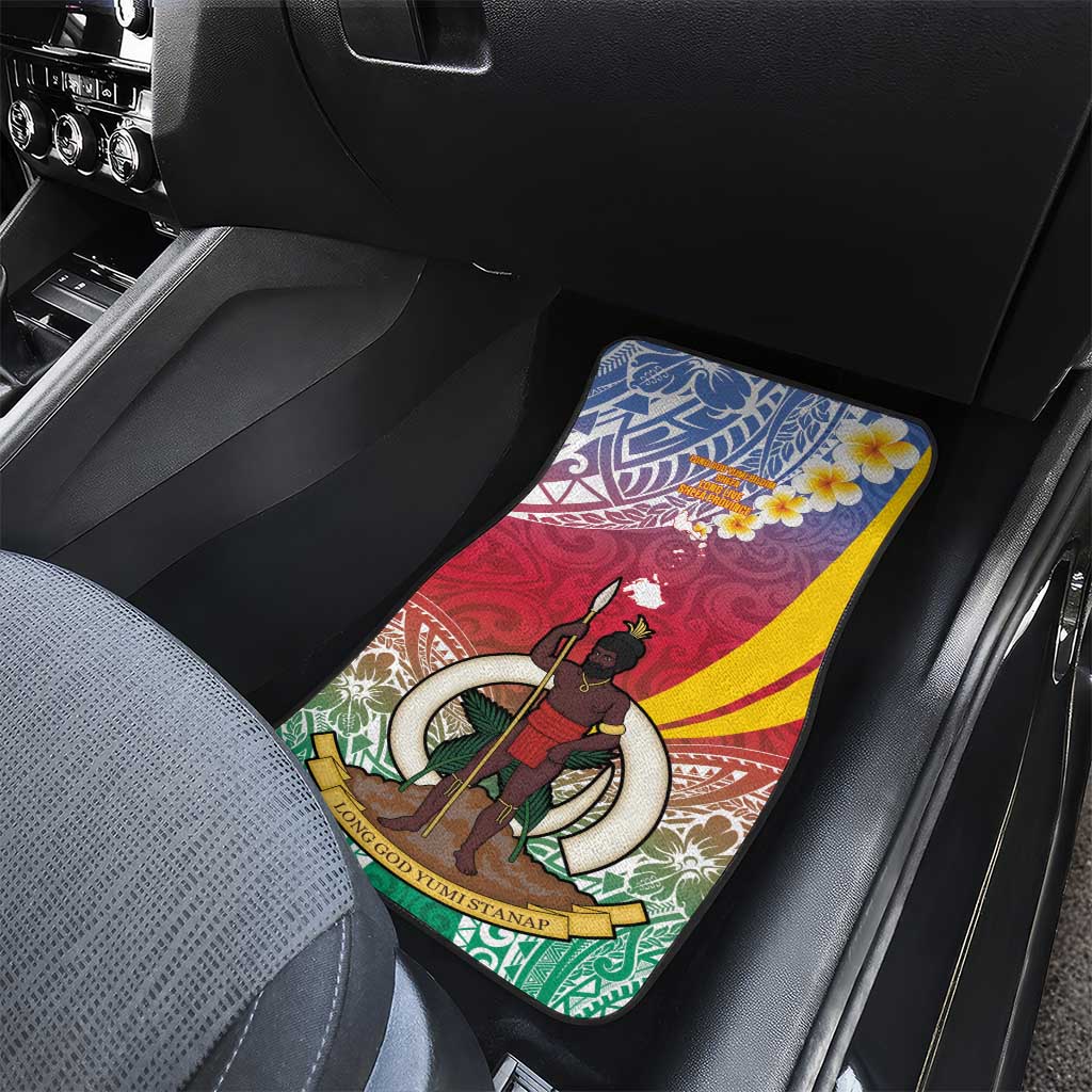 Shefa Province Car Mats Vanuatu Pattern Map - Plumeria Flag Color