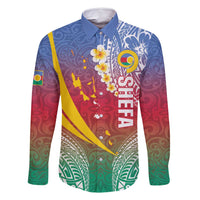 Shefa Province Family Matching Long Sleeve Bodycon Dress and Hawaiian Shirt Vanuatu Pattern Map - Plumeria Flag Color