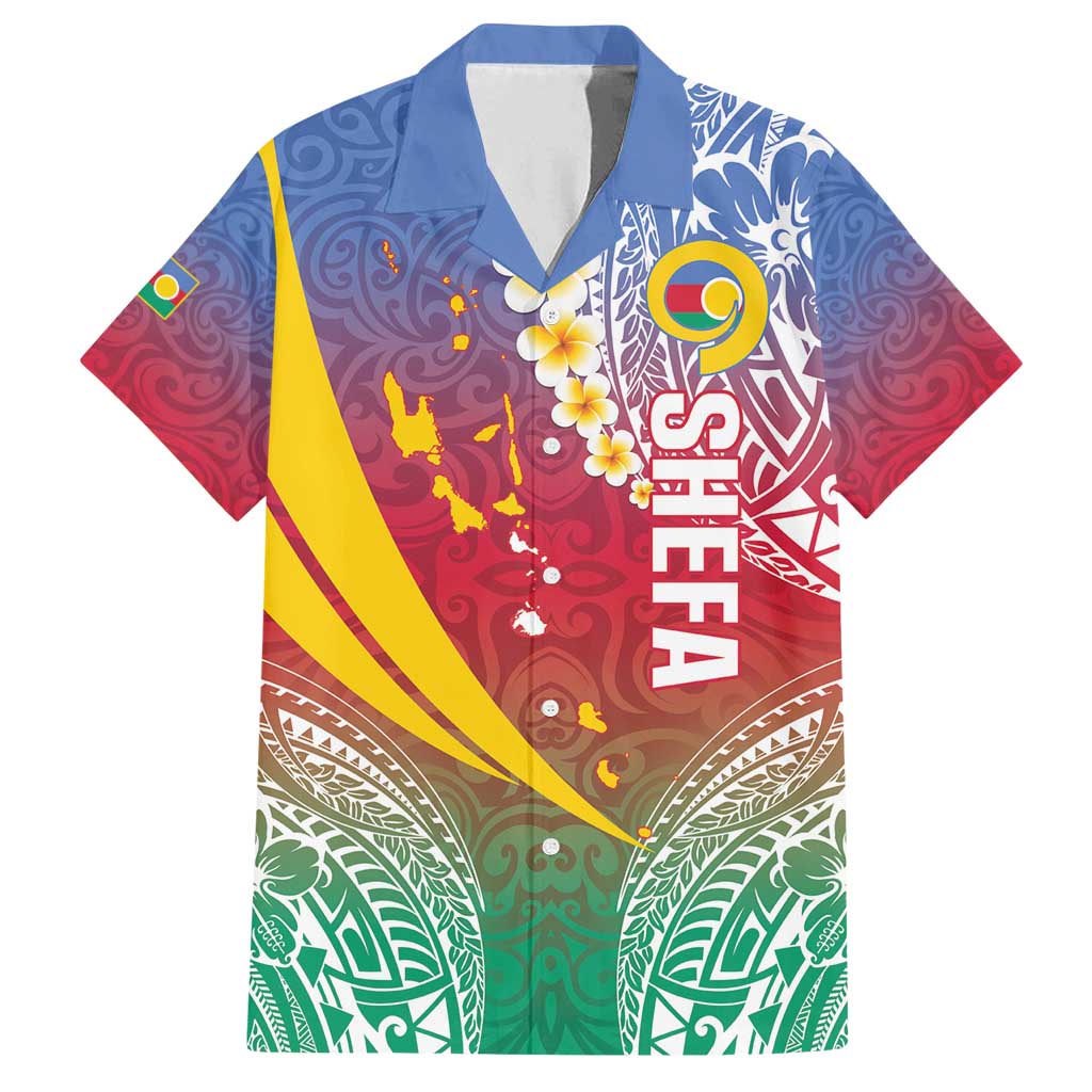 Shefa Province Family Matching Puletasi and Hawaiian Shirt Vanuatu Pattern Map - Plumeria Flag Color
