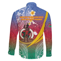 Shefa Province Family Matching Summer Maxi Dress and Hawaiian Shirt Vanuatu Pattern Map - Plumeria Flag Color