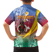 Shefa Province Kid Hawaiian Shirt Vanuatu Pattern Map - Plumeria Flag Color