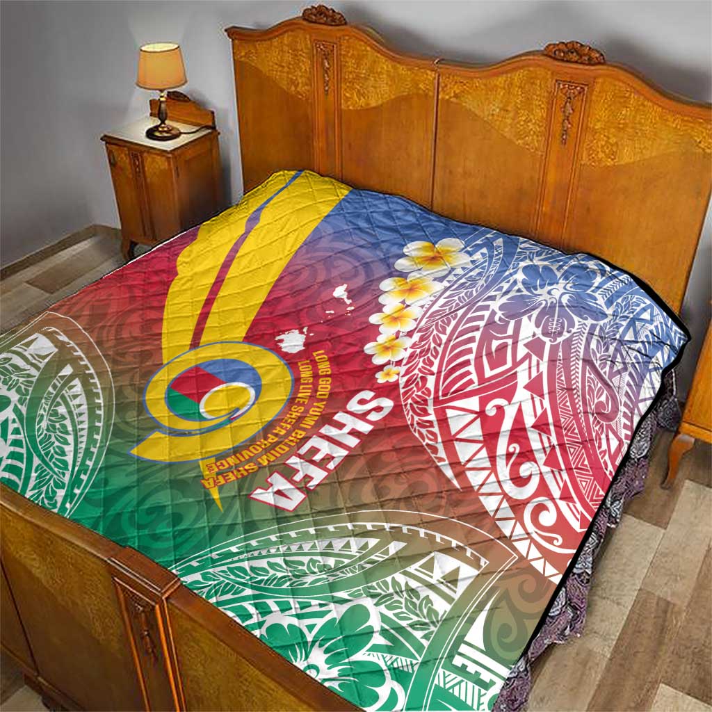 Shefa Province Quilt Vanuatu Pattern Map - Plumeria Flag Color