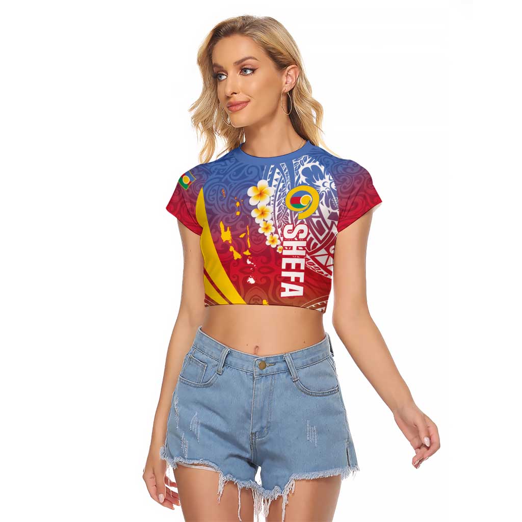 Shefa Province Raglan Cropped T Shirt Vanuatu Pattern Map - Plumeria Flag Color